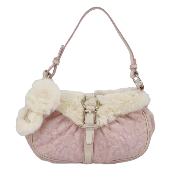 CELINE Paris Macadam Canvas Shoulder Bag Pink Gold Auth 96940 - Picture 2 of 16